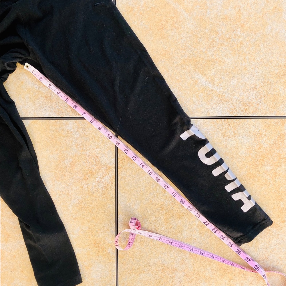 Puma Leggings Black Large w/Silver Leg Logo - Picture 4 of 8